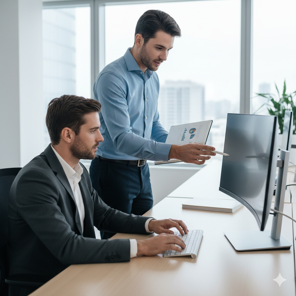 Team bespricht ein Softwareprojekt